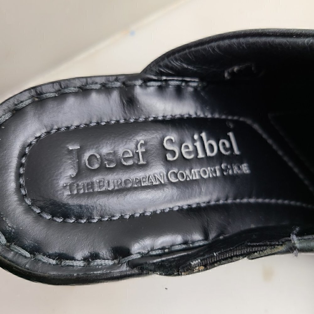 Joseph Siebel Black Leather Slip on Heeled Clog Mules - Picture 10 of 10